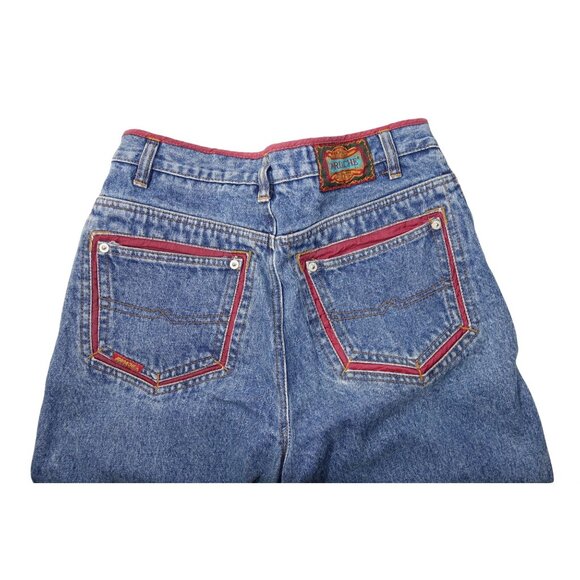 Vintage 80's Jordache Jeans Sz 11/12 High Rise Tapered Ankle Zipper Red Piping T - Picture 3 of 12